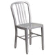 Silver |#| 24inch Round Silver Metal Indoor-Outdoor Table Set w/ 4 Vertical Slat Back Chairs