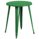 Green |#| 24inch Round Green Metal Indoor-Outdoor Table Set with 4 Vertical Slat Back Chairs