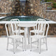 White |#| 24inch Round White Metal Indoor-Outdoor Table Set with 4 Vertical Slat Back Chairs