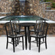 Black |#| 24inch Round Black Metal Indoor-Outdoor Table Set with 4 Vertical Slat Back Chairs
