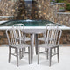 Silver |#| 24inch Round Silver Metal Indoor-Outdoor Table Set w/ 4 Vertical Slat Back Chairs