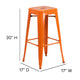 Orange |#| Commercial Grade 30inchH Backless Orange Metal Indoor-Outdoor Barstool, Square