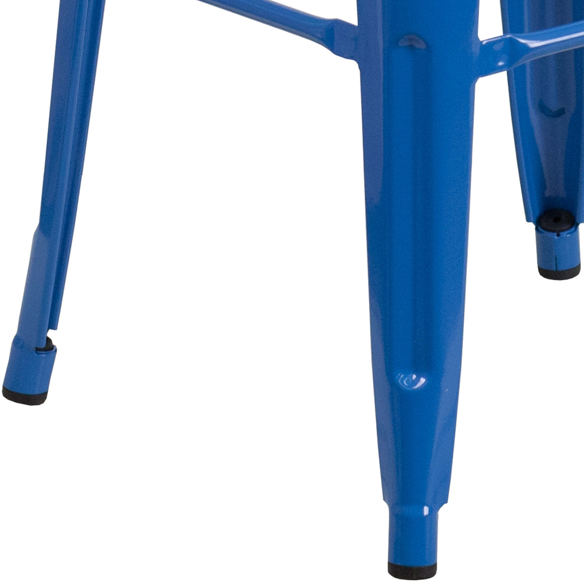 Blue |#| Commercial Grade 30inchH Backless Blue Metal Indoor-Outdoor Barstool, Square