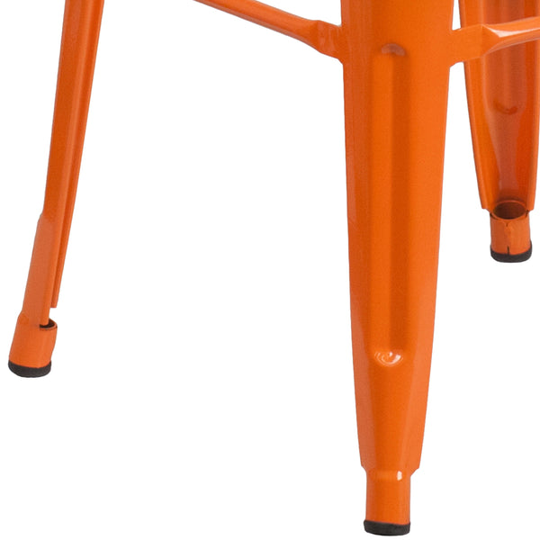 Orange |#| Commercial Grade 30inchH Backless Orange Metal Indoor-Outdoor Barstool, Square