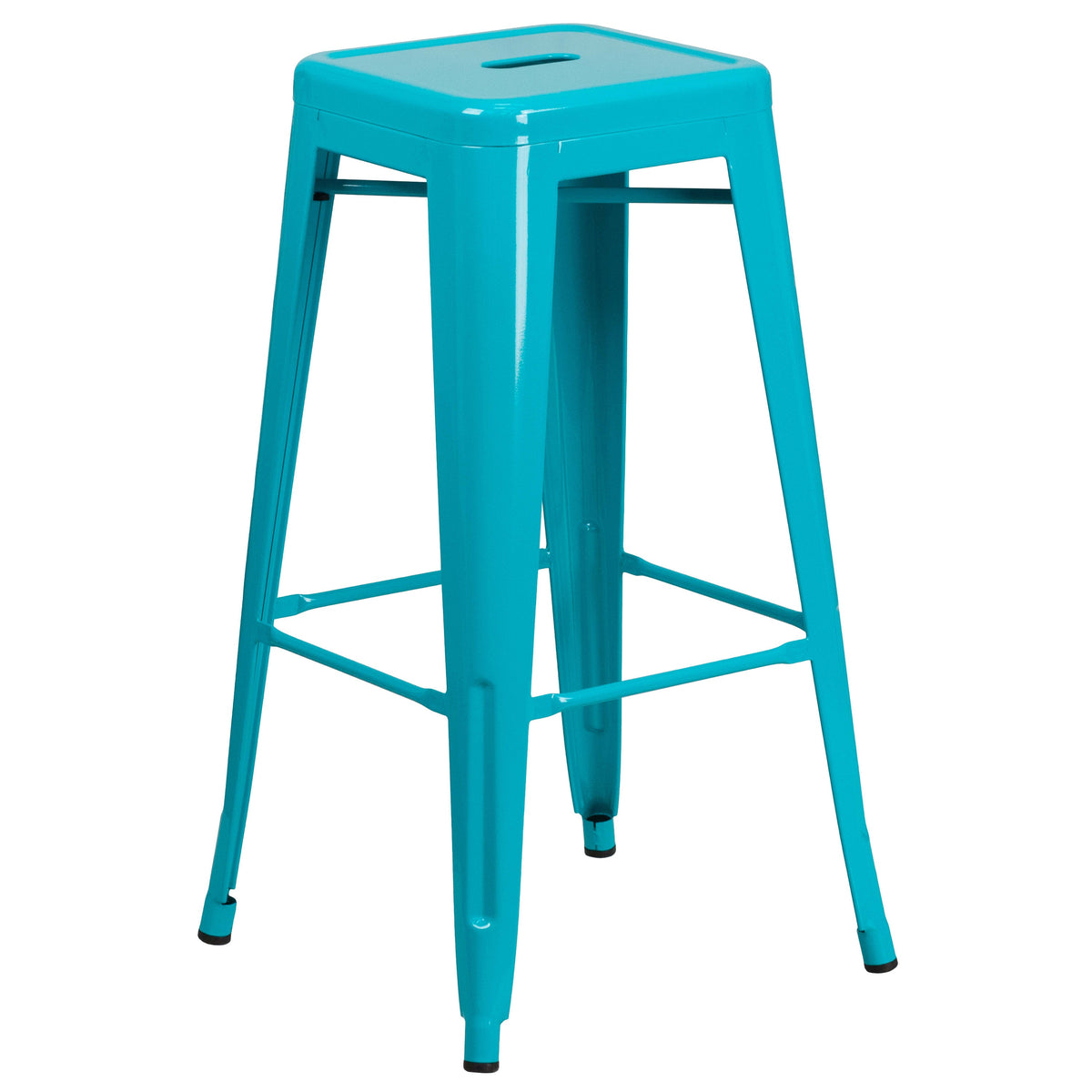 Crystal Teal-Blue |#| 30inch High Backless Crystal Teal-Blue Indoor-Outdoor Barstool - Patio Chair