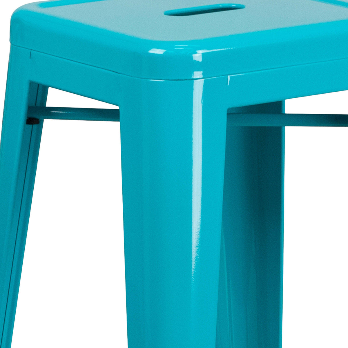 Crystal Teal-Blue |#| 30inch High Backless Crystal Teal-Blue Indoor-Outdoor Barstool - Patio Chair