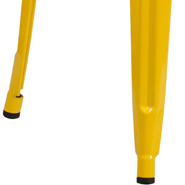 Yellow |#| Commercial Grade 30inchH Backless Yellow Metal Indoor-Outdoor Barstool, Square