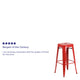 Red |#| Commercial Grade 30inchH Backless Red Metal Indoor-Outdoor Barstool, Square