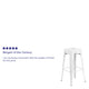 White |#| Commercial Grade 30inchH Backless White Metal Indoor-Outdoor Barstool, Square