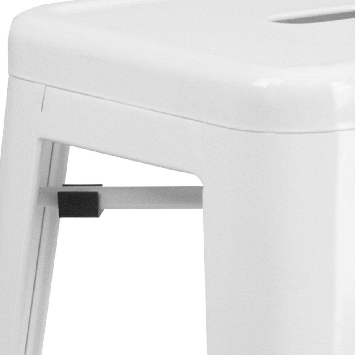 White |#| Commercial Grade 30inchH Backless White Metal Indoor-Outdoor Barstool, Square