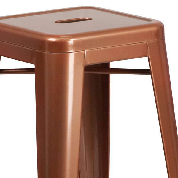 Copper |#| 30inch High Backless Copper Indoor-Outdoor Barstool - Patio Chair