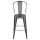 Silver Gray |#| 30inchH Distressed Silver Gray Metal Indoor-Outdoor Dining Barstool with Back