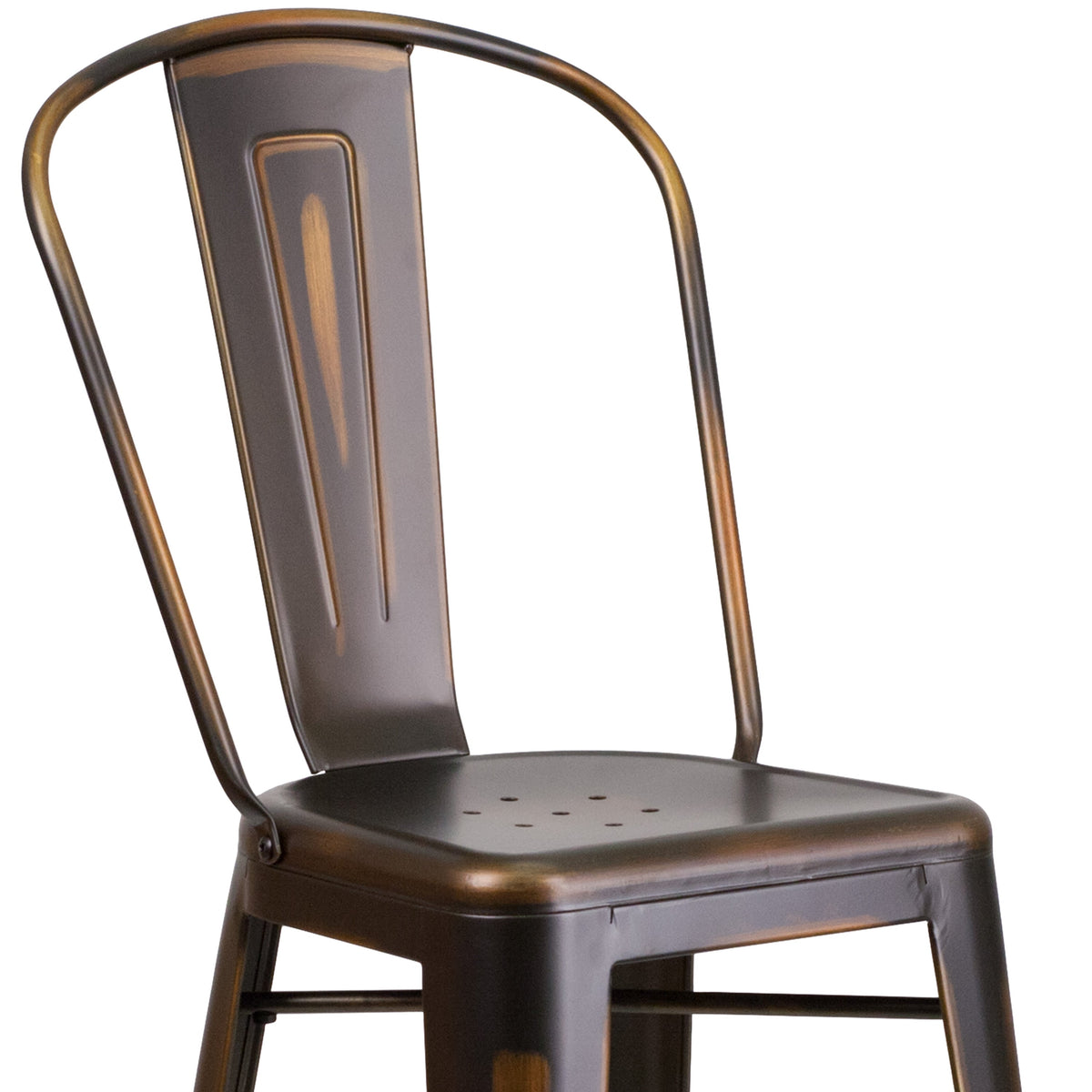 Copper |#| 30inch High Distressed Copper Metal Indoor-Outdoor Barstool with Back