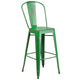 Green |#| 30inch High Distressed Green Metal Indoor-Outdoor Barstool with Back