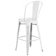 White |#| 30inch High Distressed White Metal Indoor-Outdoor Barstool with Back