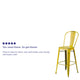 Yellow |#| 30inch High Distressed Yellow Metal Indoor-Outdoor Barstool with Back