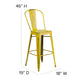 Yellow |#| 30inch High Distressed Yellow Metal Indoor-Outdoor Barstool with Back