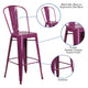 Purple |#| 30inch High Purple Metal Indoor-Outdoor Barstool with Back