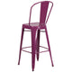 Purple |#| 30inch High Purple Metal Indoor-Outdoor Barstool with Back