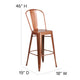 Copper |#| 30inch High Copper Metal Indoor-Outdoor Barstool with Back