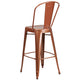 Copper |#| 30inch High Copper Metal Indoor-Outdoor Barstool with Back