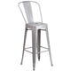 Silver |#| 30inch Round Silver Metal Indoor-Outdoor Bar Table Set with 2 Cafe Stools