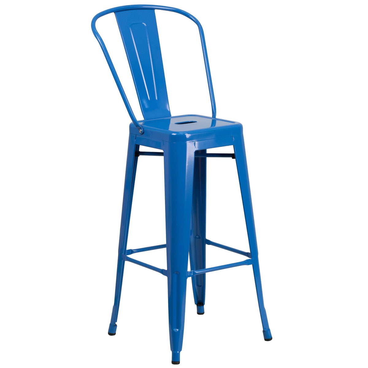 Blue |#| 30inch Round Blue Metal Indoor-Outdoor Bar Table Set with 2 Cafe Stools
