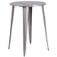 Silver |#| 30inch Round Silver Metal Indoor-Outdoor Bar Table Set with 2 Backless Stools