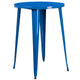 Blue |#| 30inch Round Blue Metal Indoor-Outdoor Bar Table Set with 2 Backless Stools