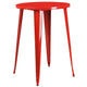 Red |#| 30inch Round Red Metal Indoor-Outdoor Bar Table Set with 2 Backless Stools