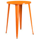 Orange |#| 30inch Round Orange Metal Indoor-Outdoor Bar Table Set with 2 Backless Stools