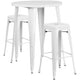 White |#| 30inch Round White Metal Indoor-Outdoor Bar Table Set with 2 Backless Stools