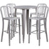 Commercial Grade 30" Round Metal Indoor-Outdoor Bar Table Set with 4 Vertical Slat Back Stools