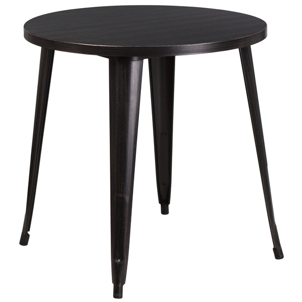 Black-Antique Gold |#| 30inch Round Black-Antique Gold Metal Indoor-Outdoor Table - Restaurant Furniture