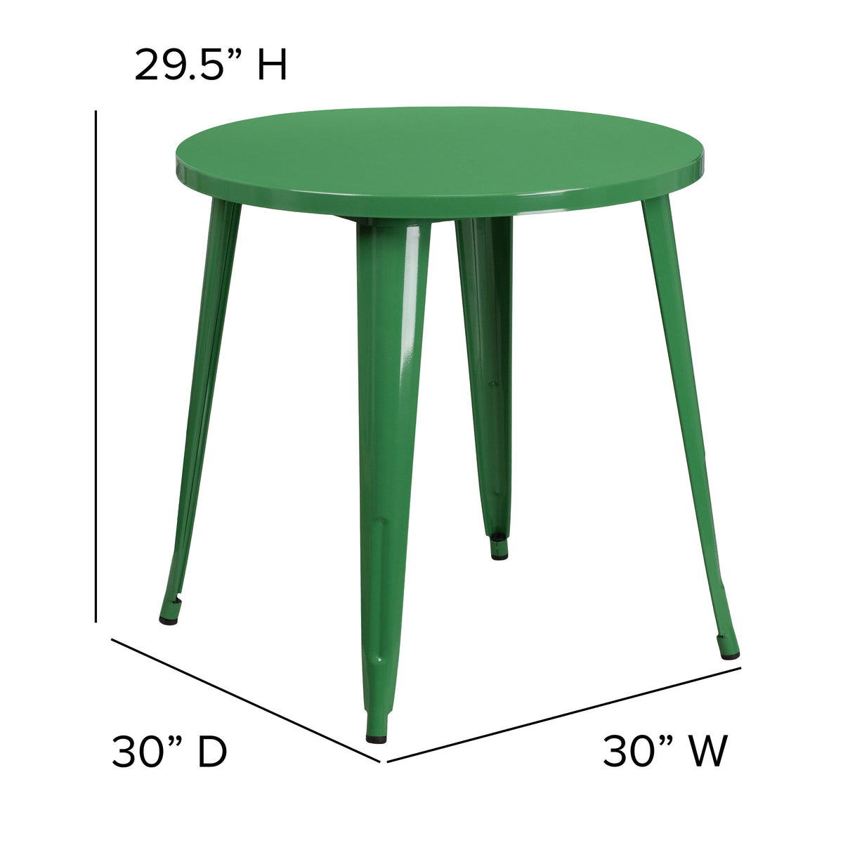 Green |#| 30inch Round Green Metal Indoor-Outdoor Table - Restaurant Furniture