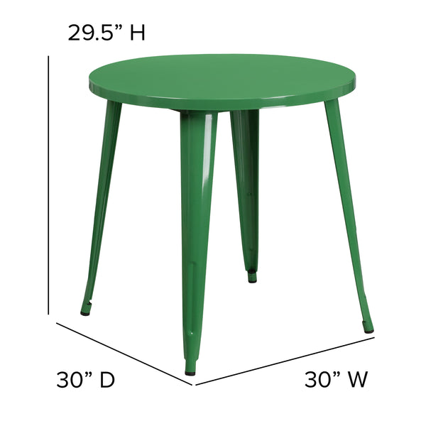 Blue |#| 30inch Round Blue Metal Indoor-Outdoor Table - Restaurant Furniture