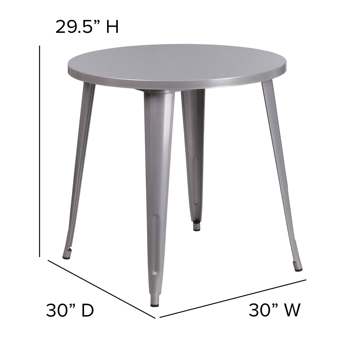 Silver |#| 30inch Round Silver Metal Indoor-Outdoor Table - Restaurant Furniture