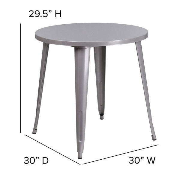 Red |#| 30inch Round Red Metal Indoor-Outdoor Table - Restaurant Furniture