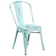 Green-Blue |#| Distressed Green-Blue Metal Indoor-Outdoor Stackable Chair - Kitchen Furniture