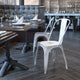 White |#| Distressed White Metal Indoor-Outdoor Stackable Chair - Kitchen Furniture