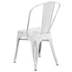 White |#| Distressed White Metal Indoor-Outdoor Stackable Chair - Kitchen Furniture