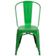 Green |#| Distressed Green Metal Indoor-Outdoor Stackable Chair - Kitchen Furniture