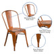 Orange |#| Distressed Orange Metal Indoor-Outdoor Stackable Chair - Kitchen Furniture