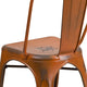 Orange |#| Distressed Orange Metal Indoor-Outdoor Stackable Chair - Kitchen Furniture