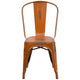 Orange |#| Distressed Orange Metal Indoor-Outdoor Stackable Chair - Kitchen Furniture