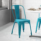 Blue |#| Distressed Blue Metal Indoor-Outdoor Stackable Chair - Kitchen Furniture