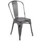 Silver Gray |#| Distressed Silver Gray Metal Indoor-Outdoor Stackable Cafe Bistro Dining Chair