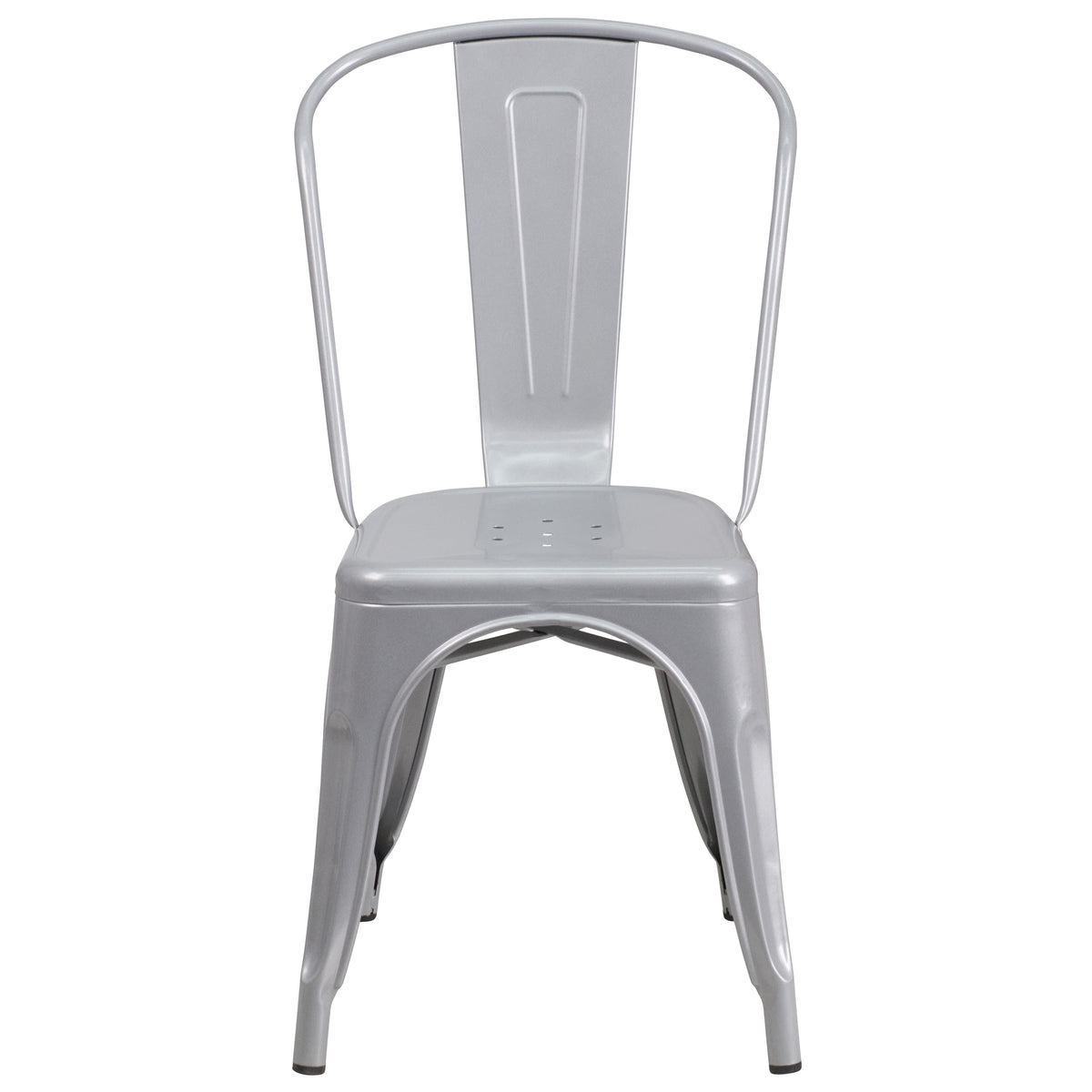 Silver |#| Silver Metal Indoor-Outdoor Stackable Chair - Restaurant Chair - Bistro Chair