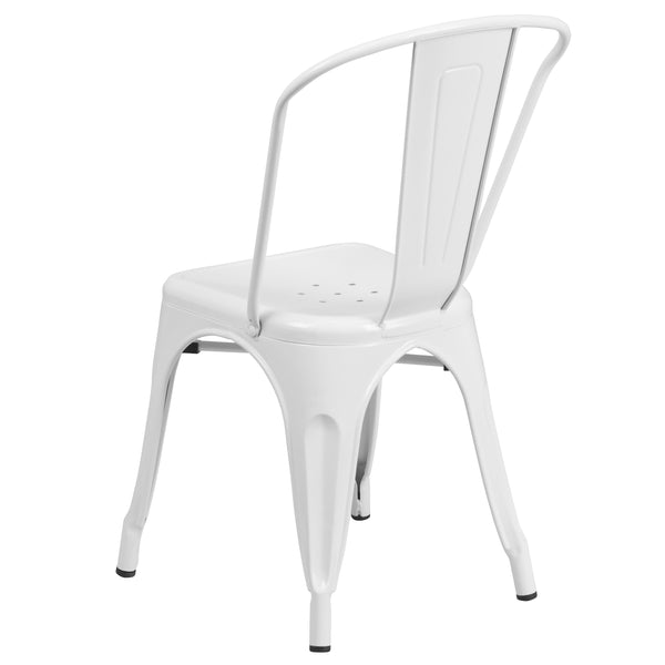 White |#| White Metal Indoor-Outdoor Stackable Chair - Restaurant Chair - Bistro Chair