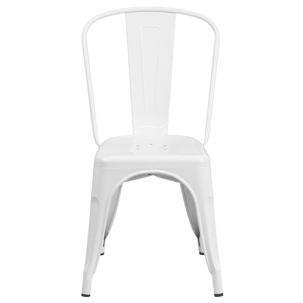 White |#| White Metal Indoor-Outdoor Stackable Chair - Restaurant Chair - Bistro Chair